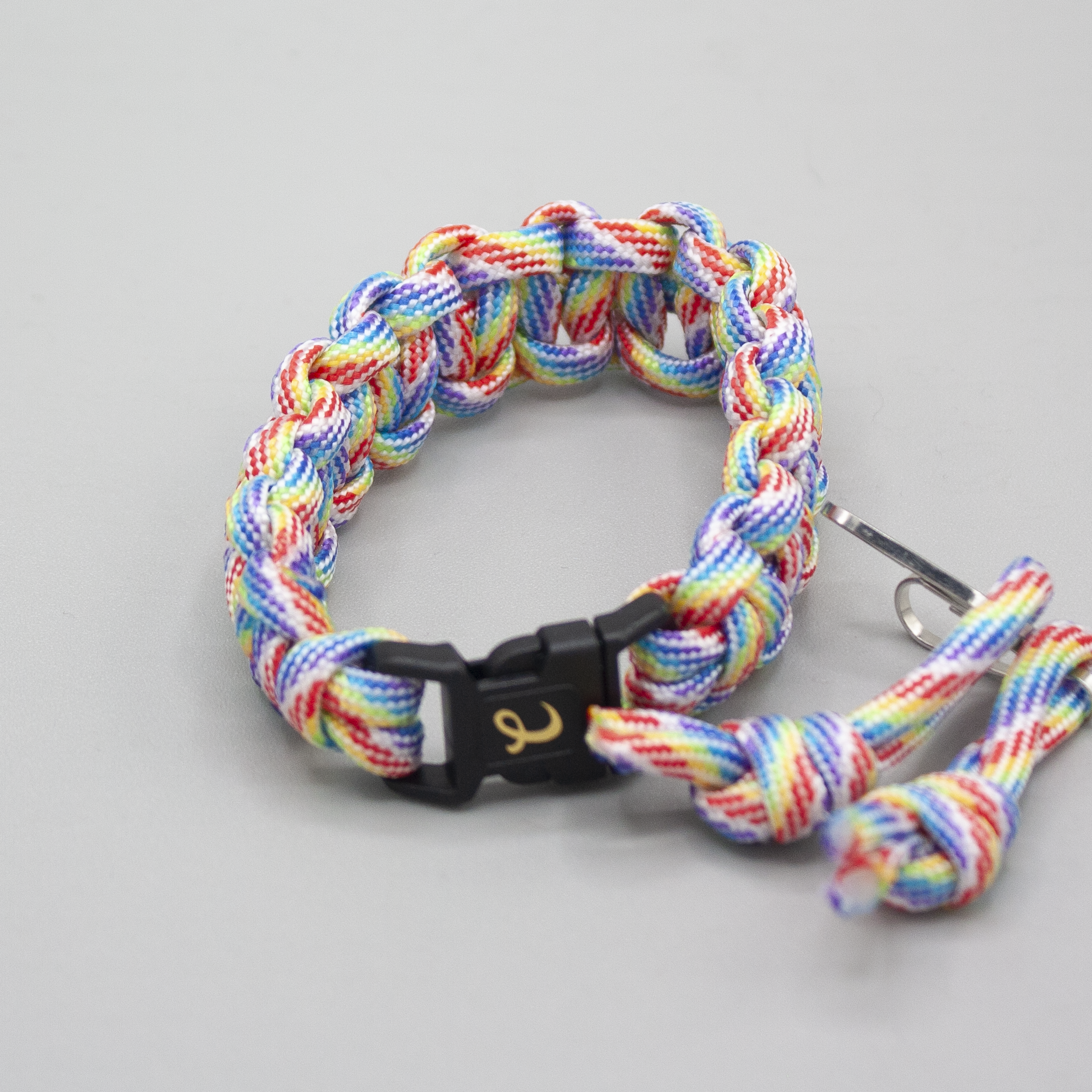 Rainbow Paracord Bracelet with Matching Keychain