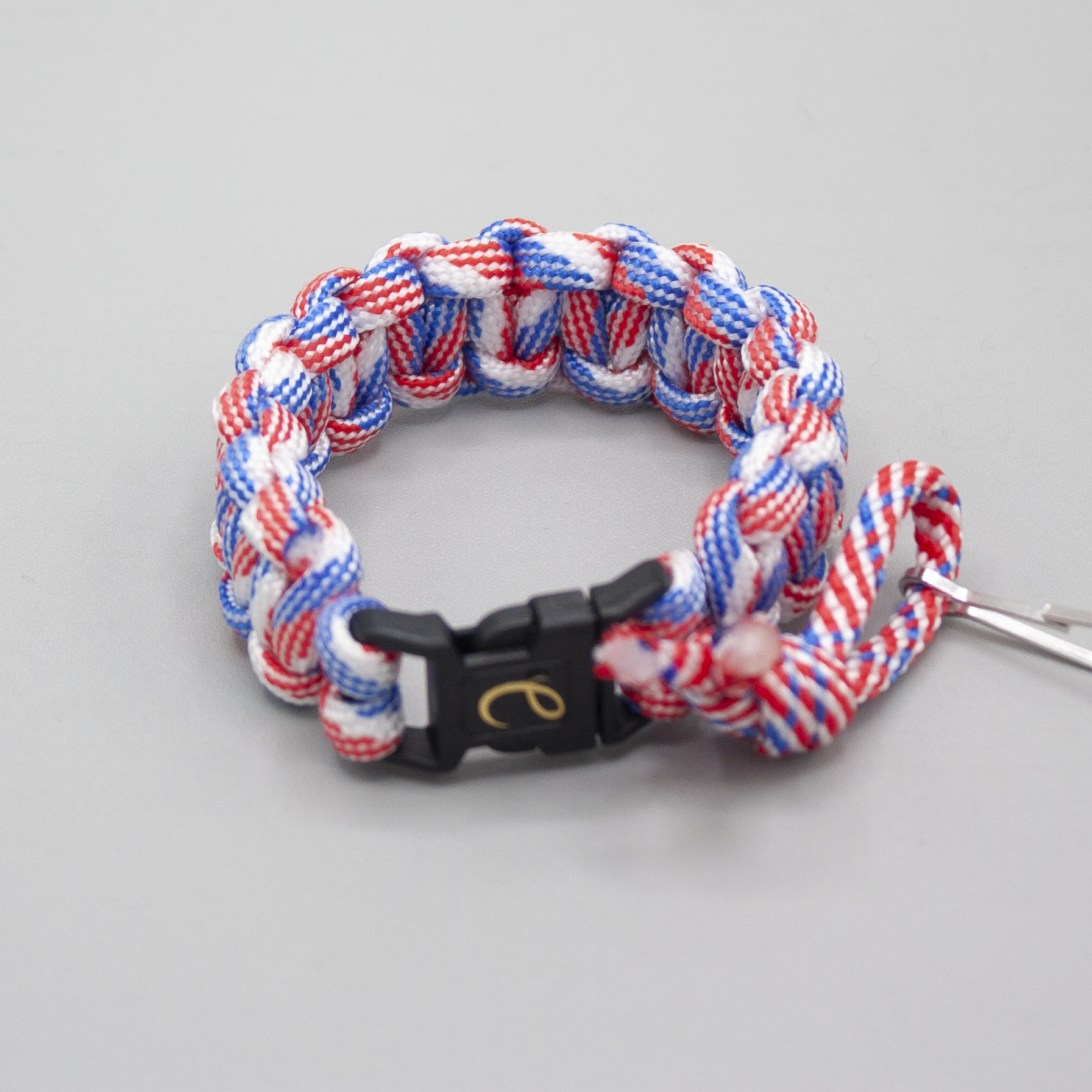 Red White and Blue Paracord Bracelet with Keychain
