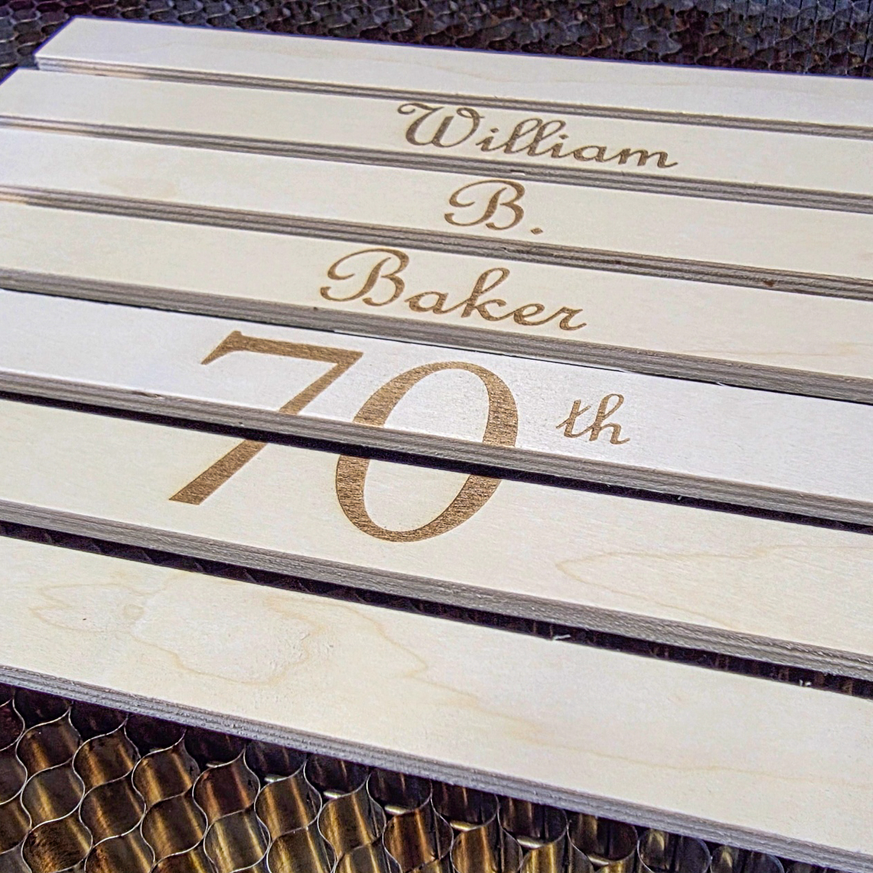 Personalized laser engraving by J & A Masterpieces